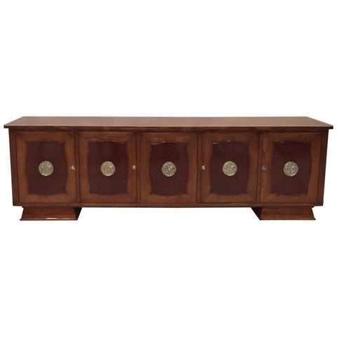 French Art Deco Five-Door Buffet with Silver Plaques