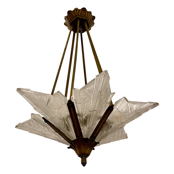 French Art Deco Floral Chandelier
