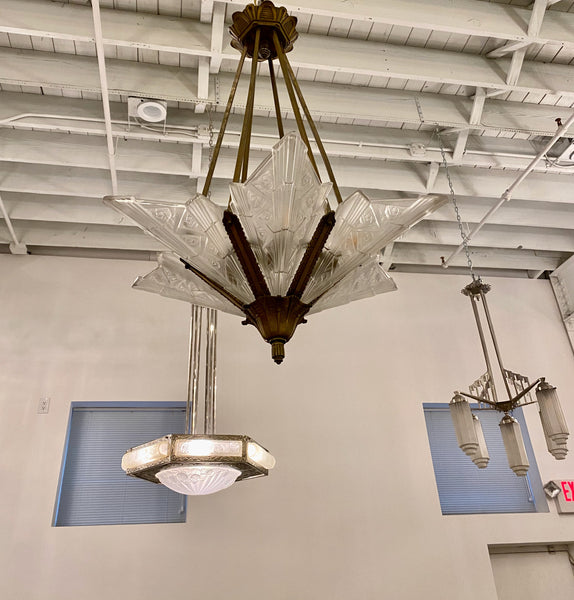 French Art Deco Floral Chandelier