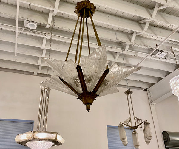 French Art Deco Floral Chandelier