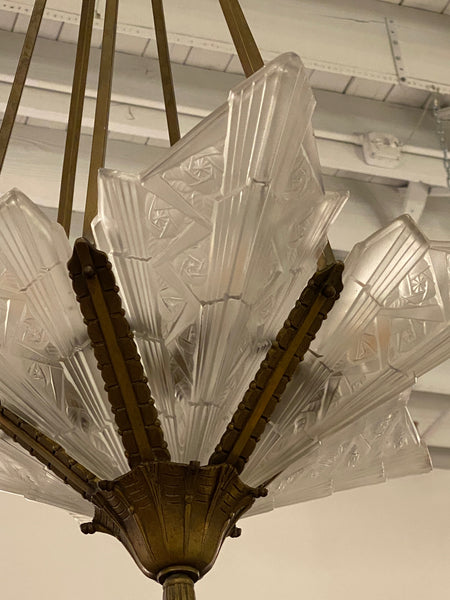 French Art Deco Floral Chandelier