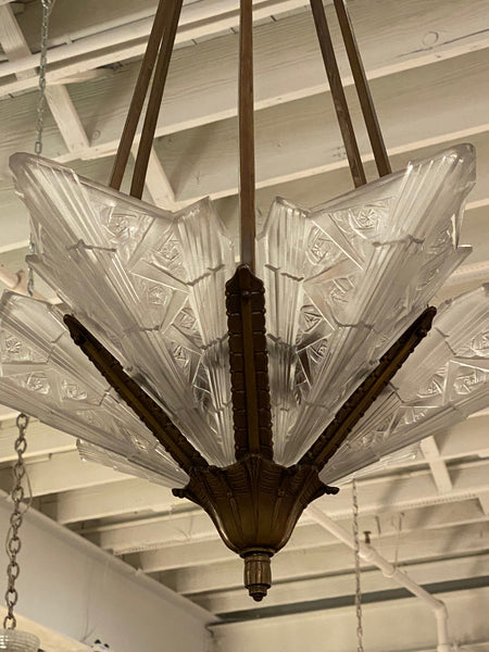 French Art Deco Floral Chandelier