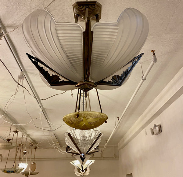 French Art Deco Chandelier Signed by Atelier Petitot