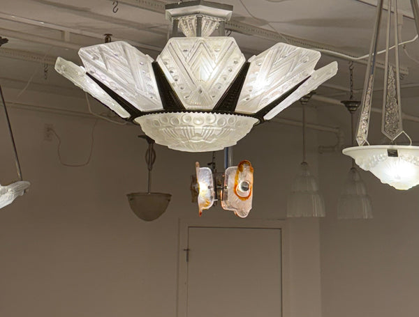 French Art Deco Chandelier by G Leleu