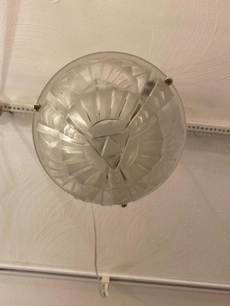 French Art Deco Pendant Chandelier Signed by Degue