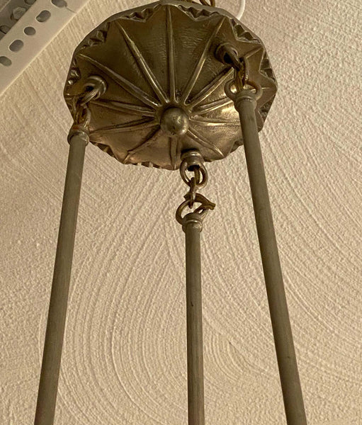 French Art Deco Pendant Chandelier Signed by Degue