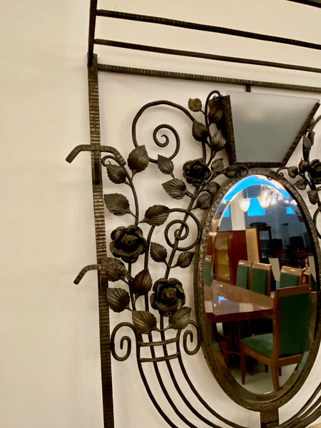 French Art Deco Hall Tree Coat Rack with Glass Light Sconce