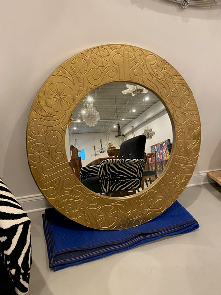 French Art Deco Gilt Wood Hotel Mirror, circa 1940