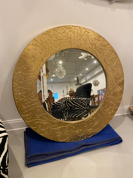 French Art Deco Gilt Wood Hotel Mirror, circa 1940