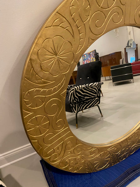 French Art Deco Gilt Wood Hotel Mirror, circa 1940