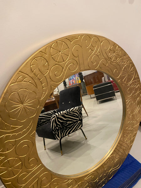 French Art Deco Gilt Wood Hotel Mirror, circa 1940