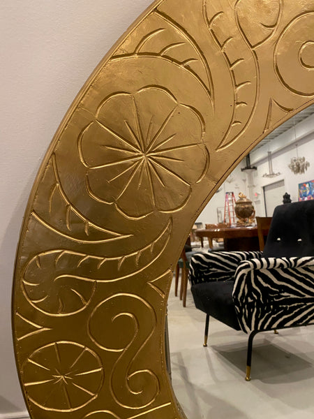 French Art Deco Gilt Wood Hotel Mirror, circa 1940