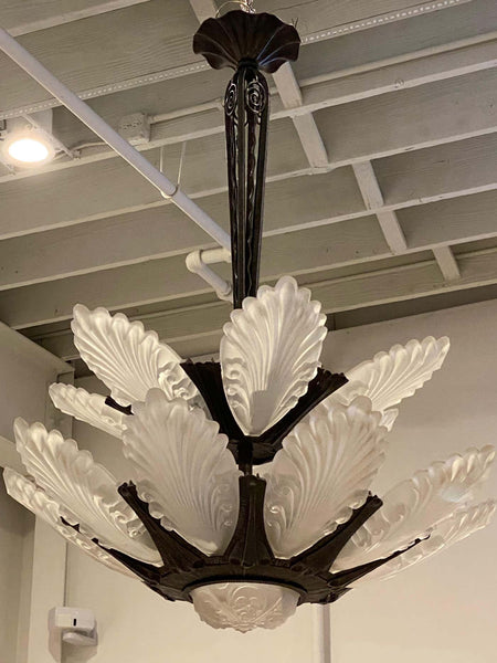 French Art Deco Two tiered Chandelier