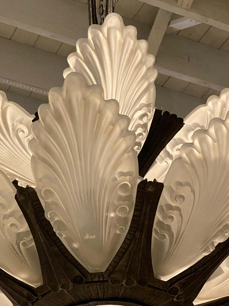 French Art Deco Two tiered Chandelier