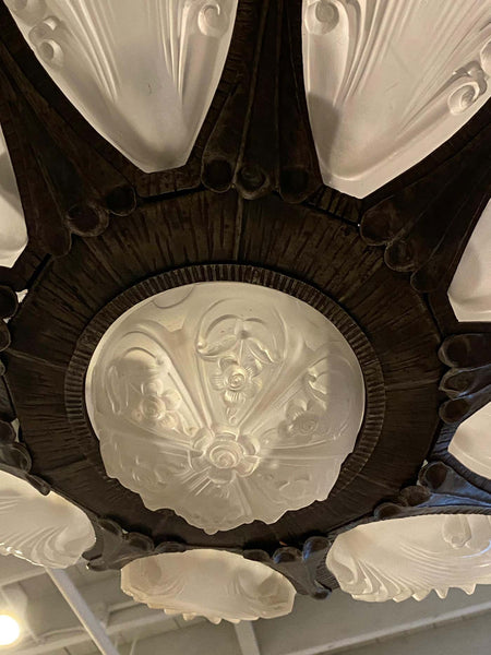 French Art Deco Two tiered Chandelier