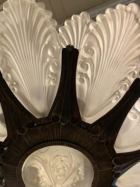 French Art Deco Two tiered Chandelier