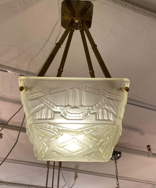 French Art Deco Pendant Chandelier by Sabino