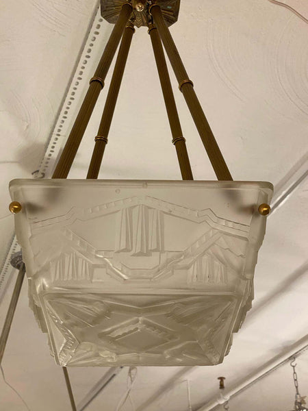 French Art Deco Pendant Chandelier by Sabino