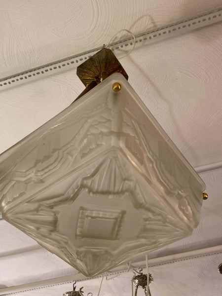 French Art Deco Pendant Chandelier by Sabino
