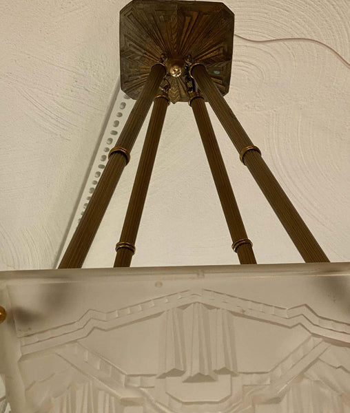 French Art Deco Pendant Chandelier by Sabino