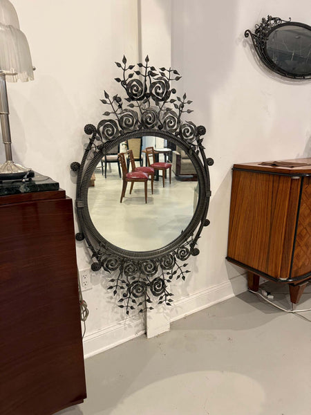 French Art Deco Wrought Iron Mirror
