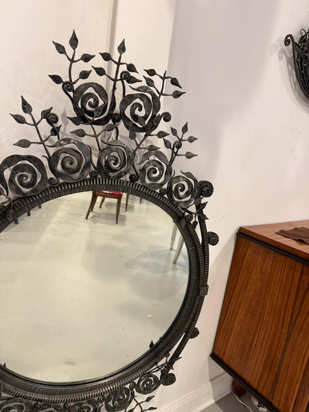 French Art Deco Wrought Iron Mirror