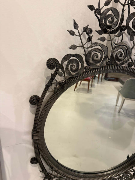 French Art Deco Wrought Iron Mirror