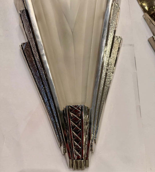 Set of Four French Art Deco Wall Sconces Signed by Degue