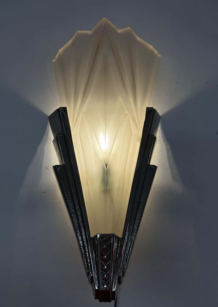 Set of Four French Art Deco Wall Sconces Signed by Degue