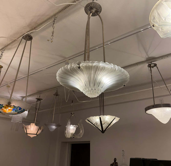 French Art Deco Chandelier Pendant by G Leleu