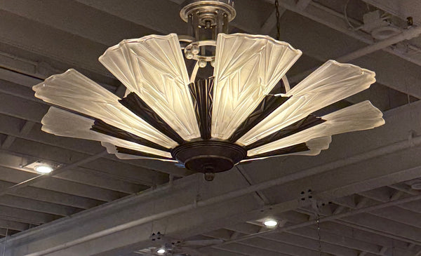 French Art Deco Chandelier Signed by Degue