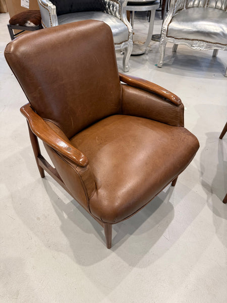 Pair of Mid Century Modern Leather Club Chairs