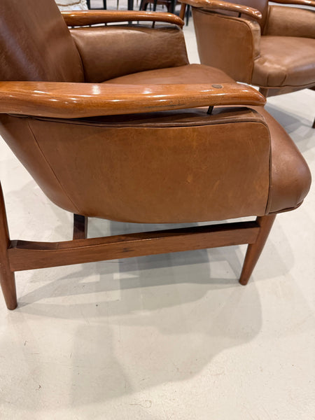 Pair of Mid Century Modern Leather Club Chairs