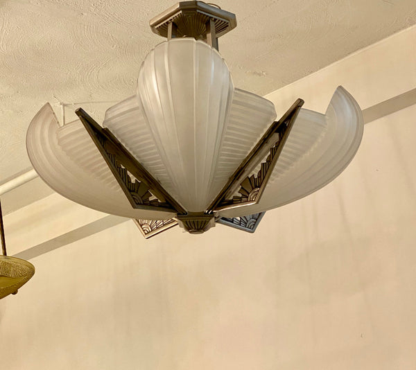 French Art Deco Chandelier Signed by Atelier Petitot