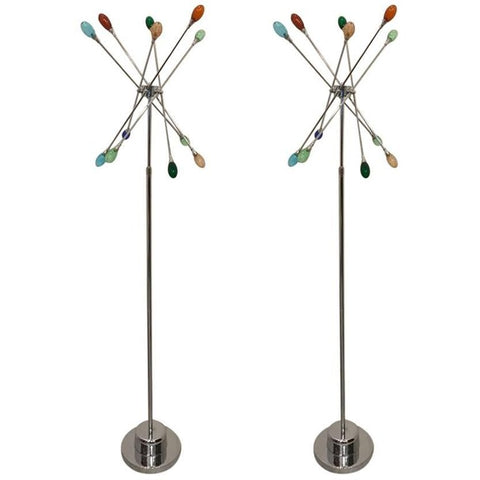 Pair of Mid-Century Modern Chrome Sputnik Floor Lamps