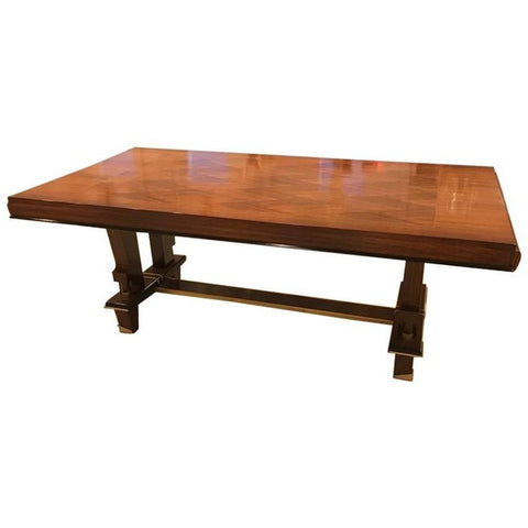 French Art Deco Dining Table With Diamond Marquetry