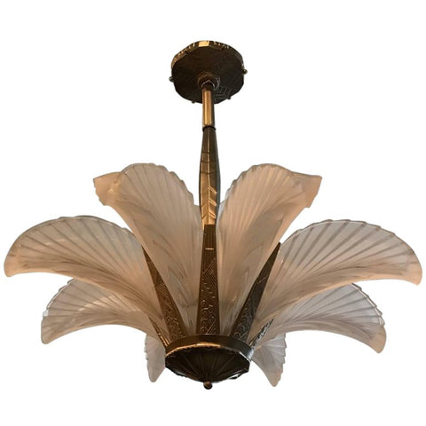 French Art Deco "Feather" Chandelier