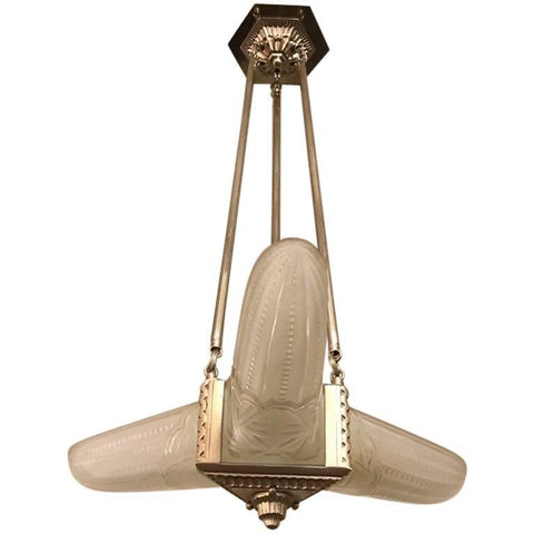 French Art Deco Triangular Starburst Chandelier