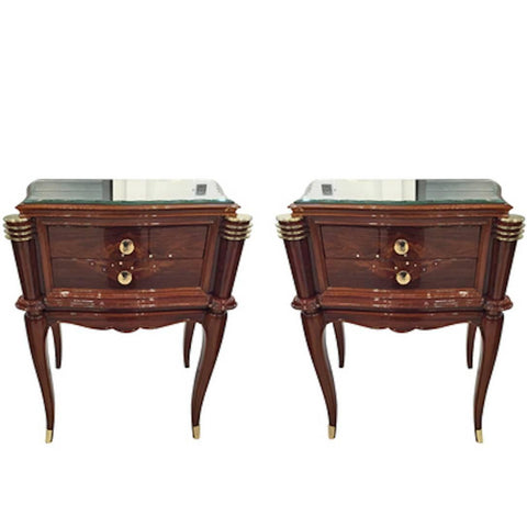 Pair of French Art Deco Night Stands in the Style of Jules Leleu