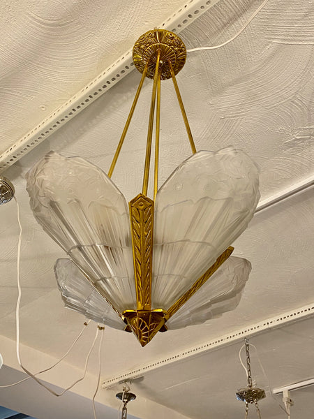 French Art Deco Chandelier Signed by J Robert