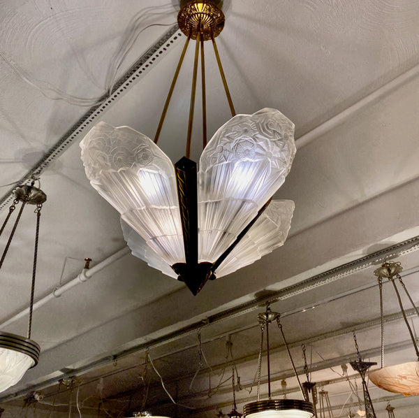 French Art Deco Chandelier Signed by J Robert