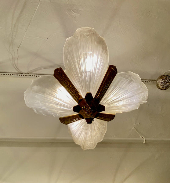 French Art Deco Chandelier Signed by J Robert