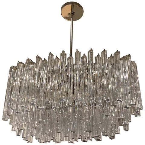 Italian Mid-Century Oval Glass Murano Chandelier