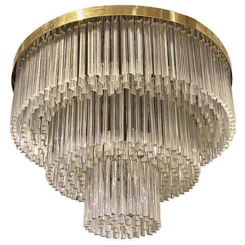 Ballroom Size Midcentury Round Flush Mount Tiered Glass Chandelier