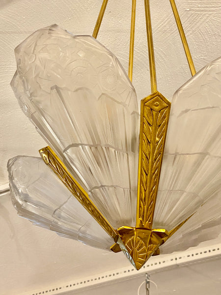 French Art Deco Chandelier Signed by J Robert