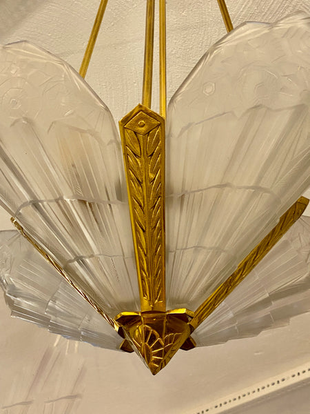 French Art Deco Chandelier Signed by J Robert
