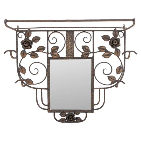 French, Art Deco Mirror with Coat Rack