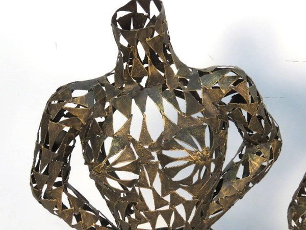 Pair of Brutalist Metal Torso Sculptures