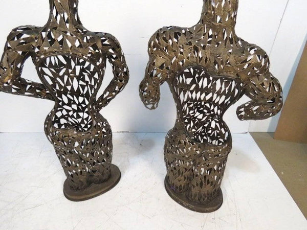 Pair of Brutalist Metal Torso Sculptures