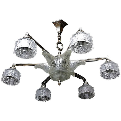 French Art Deco Chandelier by Verrerie Des Hanots